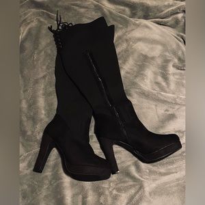 OVER THE KNEE STRETCH PLATFORM BOOT (WW) Size 12WW